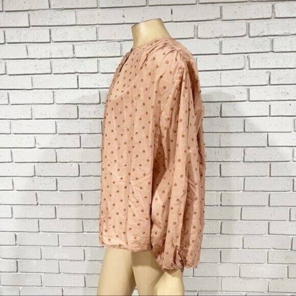 Zara Swiss Dot Voluminous Sleeve Blouse | Romantic Sheer Top | Size Large - Picture 13 of 16